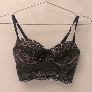 Victoria’s Secret black lace long line push-up bra